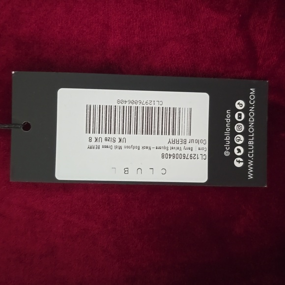 Cora Berry Velvet Square-Neck Bodycon Midi Dress - Picture 3 of 4